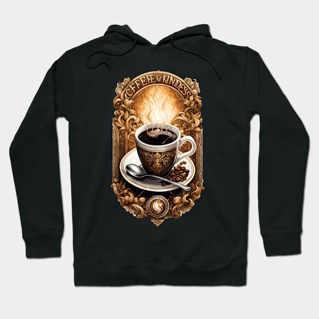 Brewed Bliss: Coffee and Kindness Chronicles Hoodie by AlexBRD